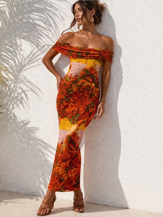 Zara Dresses & Skirts - Zara Off Shoulder Dress Chili Pepper Bodycon Dress Small Vacation NWT